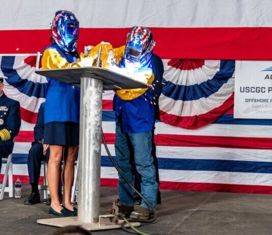 Austal celebrates keel laying for Coast Guard cutter